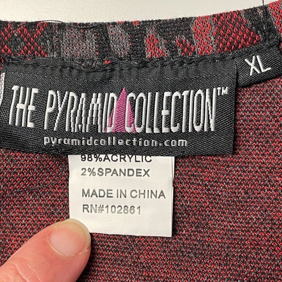 Vintage Pyramid Collection Art To Wear Boho Patchwork Top Xlarge 90s Knit Tunic - Picture 11 of 13